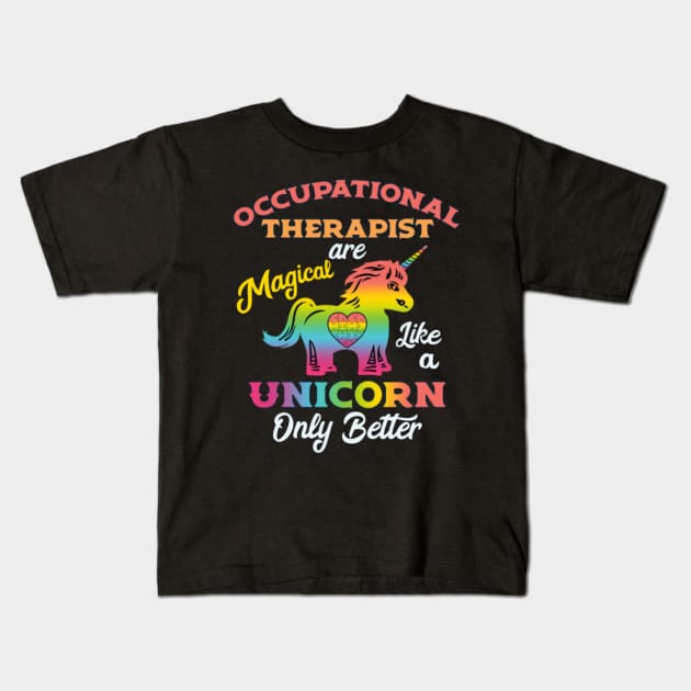 Occupational Therapy Unicorn OT Therapist Kids T-Shirt by Xaojin Hu